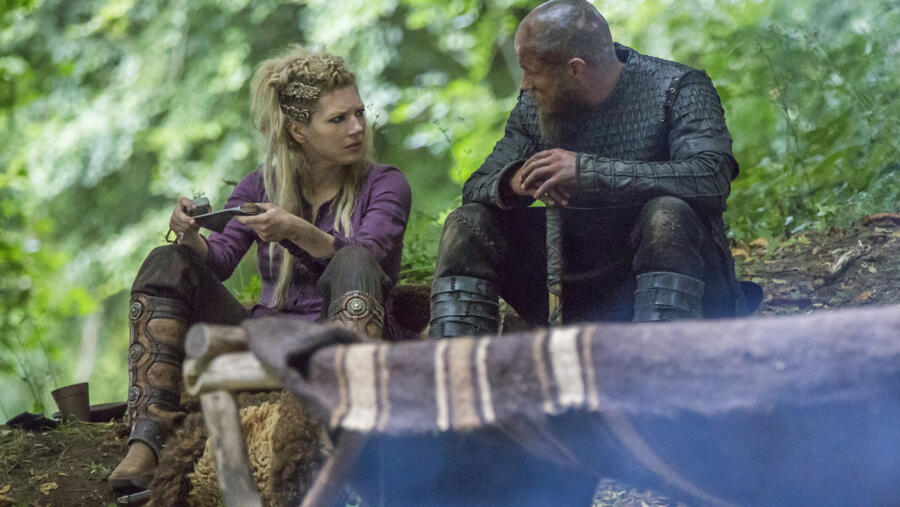 Katheryn Winnick as Lagertha, Travis Fimmel as Ragnar, Vikings