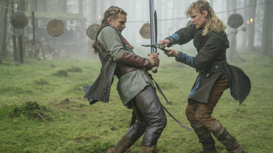 Marco Ilsø as Hvitserk and David Lindström as Sigurd, Vikings