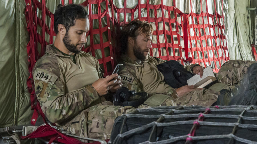 Jaylen Moore as Armin "Fishbait" Khan, Kyle Schmid as Alex Caulder, SIX