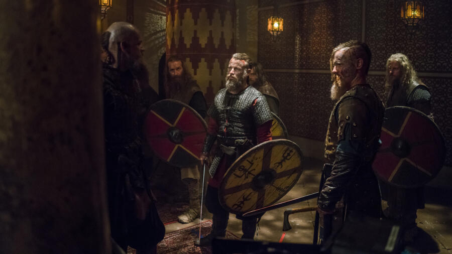 Jasper Pääkkönen as Halfdan the Black, Peter Franzén as King Harald Finehair, Gustaf Skarsgård as Floki, Vikings