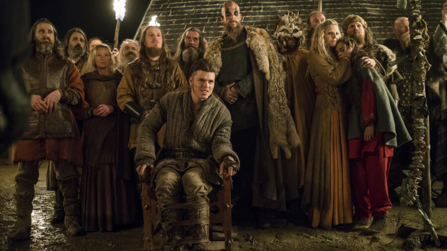 Alex Høgh Andersen as Ivar and Gustaf Skarsgård as Floki, Vikings