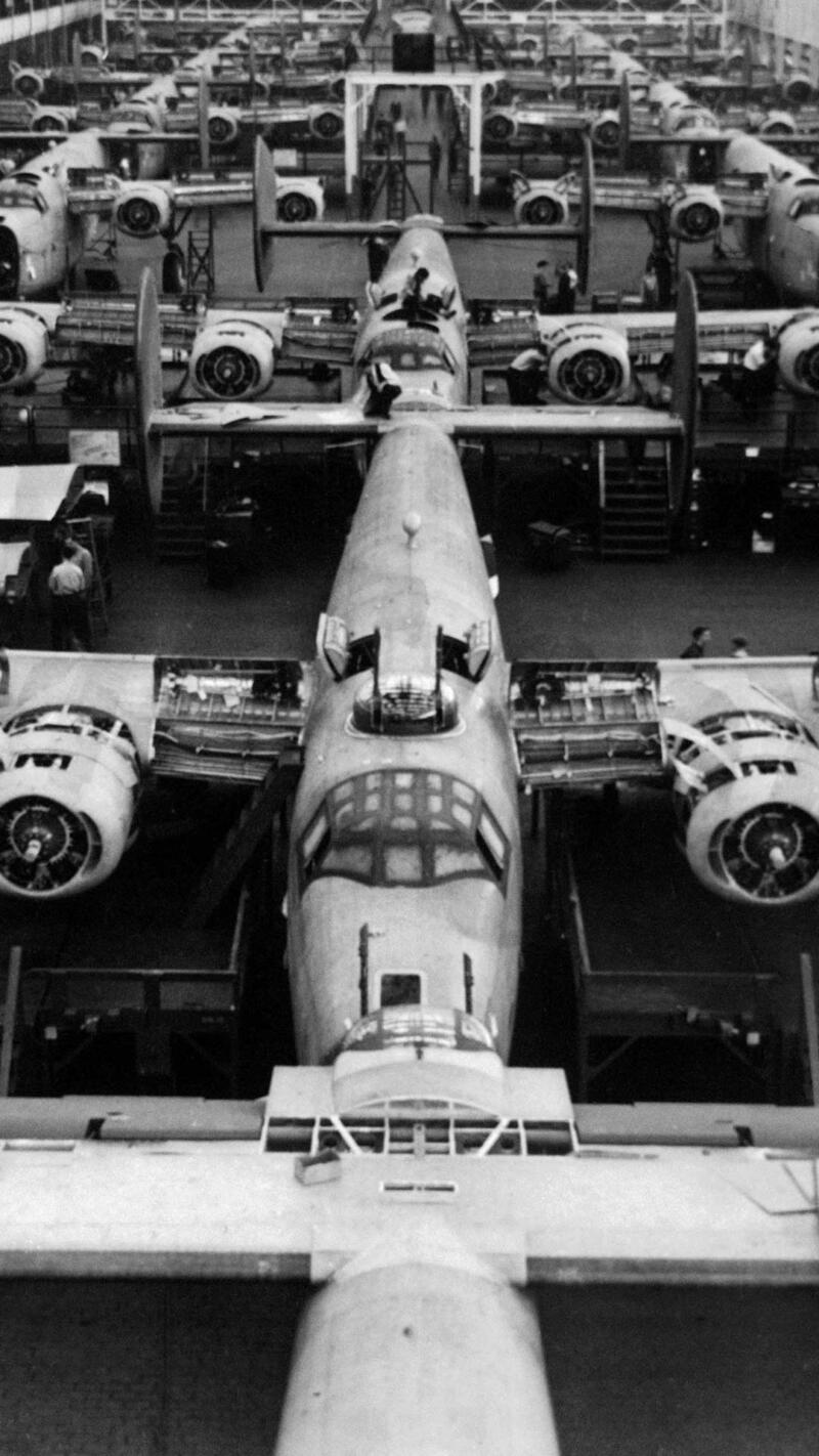 Production line at the Ford Willow Run bomber plant.