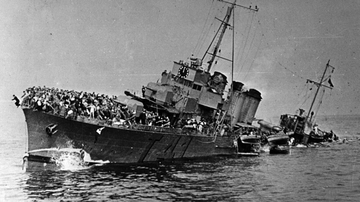 The French destroyer Bourrasque sinking.