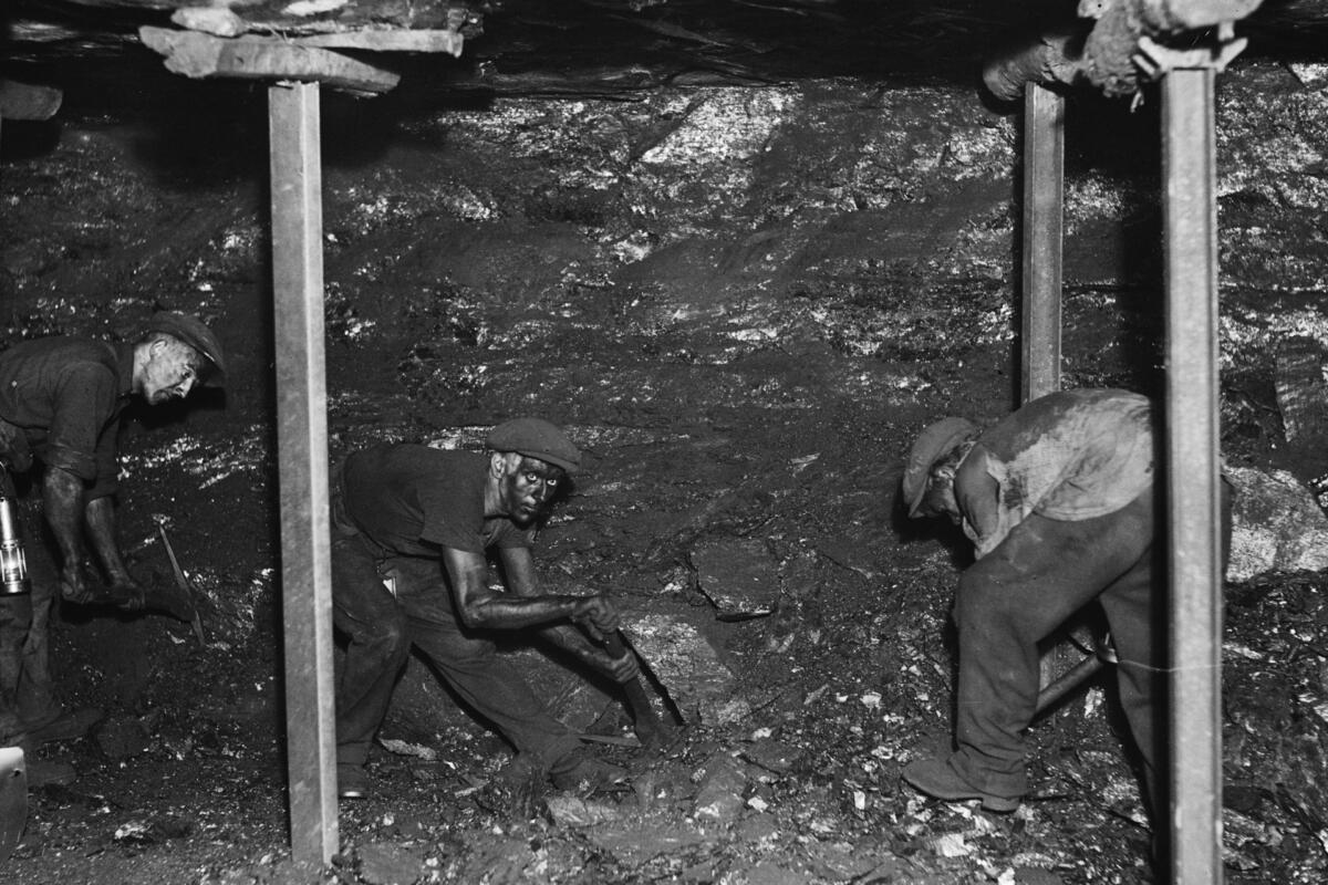 Miners digging for coal in South Wales, 1931