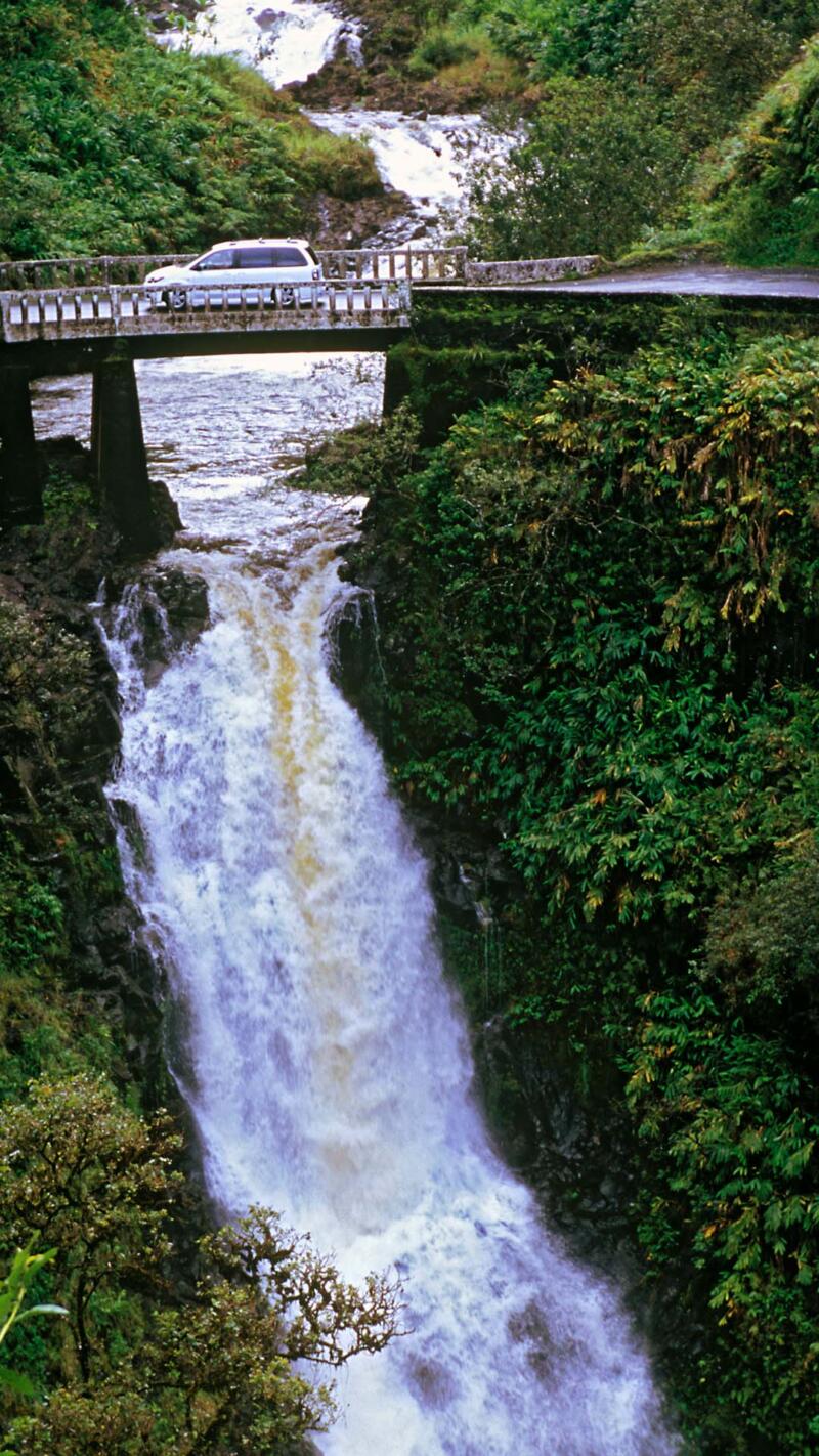 Wailuaiki Falls on the road through the rainforest to Hana