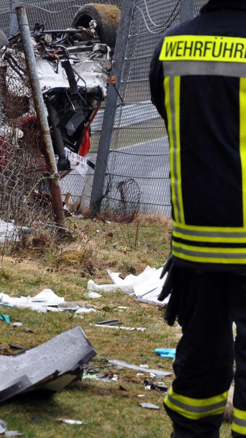 Crash site at Nurburgring Nordschleife in Germany