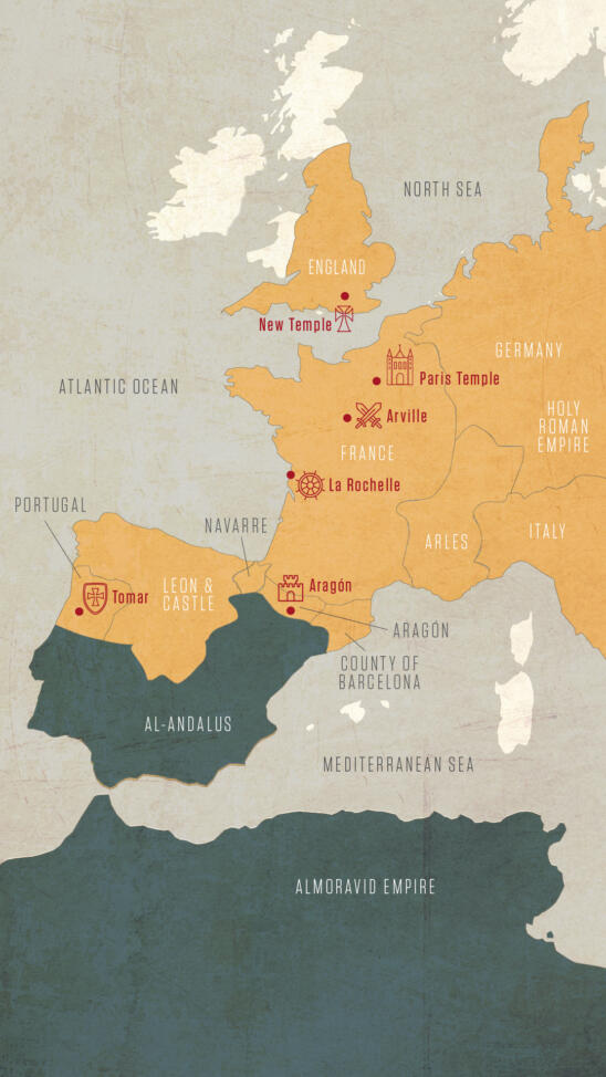 Map: Top Templar Sites in Western Europe