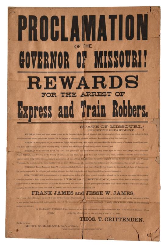 Jesse James Wanted Poster Goes Up for Auction