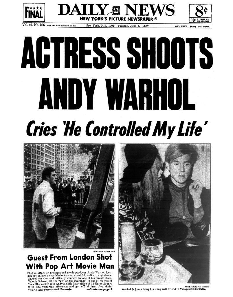 Andy Warhol Was Shot By Valerie Solanas It Killed Him 19 Years Later   Warhol Shot Newspaper 148964431 805x1024 