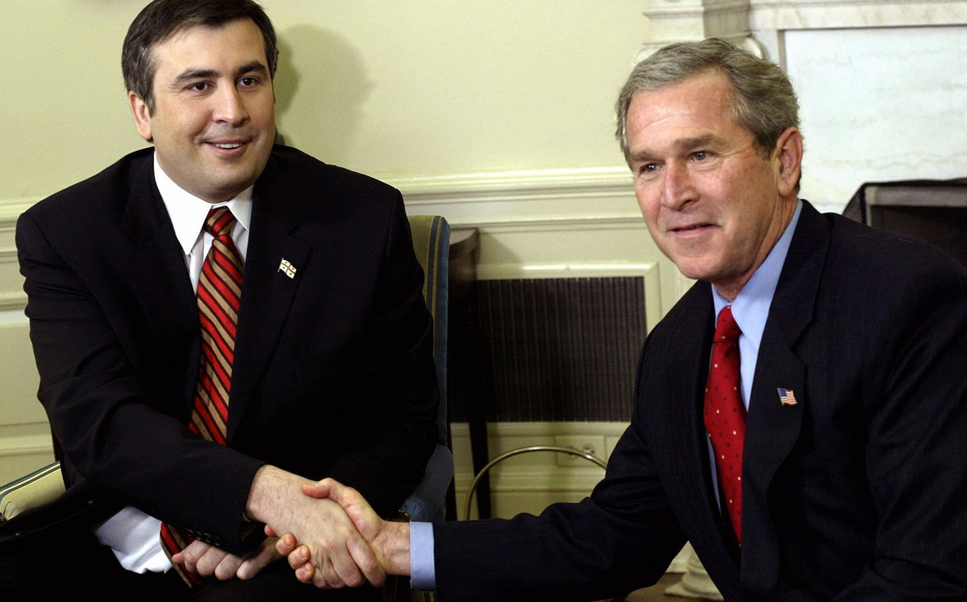 Mikhail Saakashvili and George W. Bush