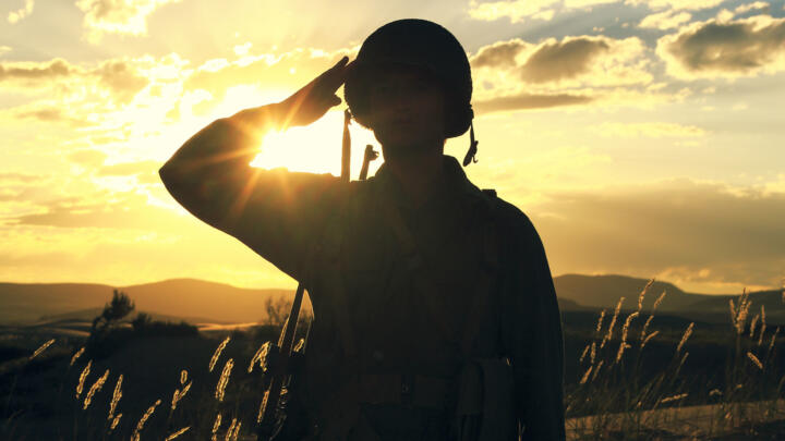 A soldier saluting (Casey Hill Photo/Getty Images)