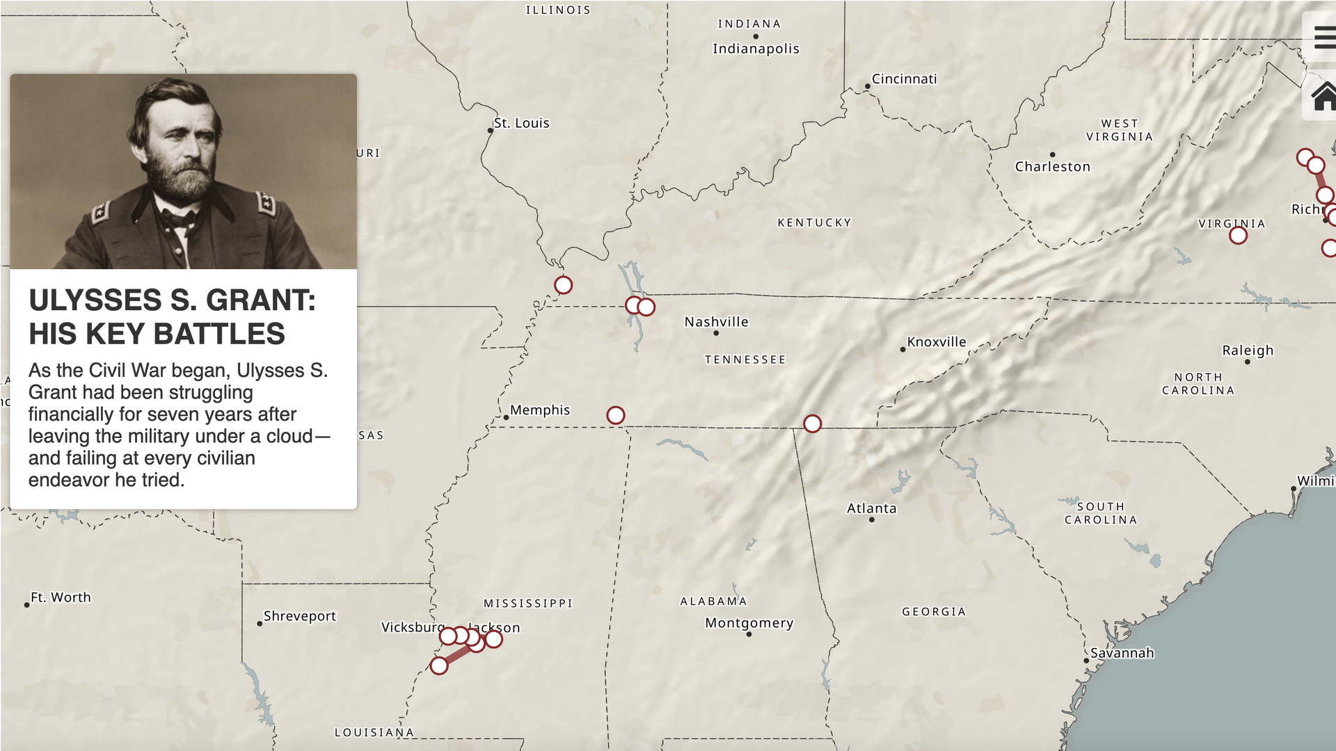 An Interactive Map of His Key Civil War Battles