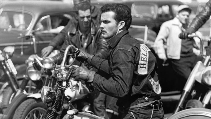 A Hell's Angel from San Bernardino on his motorcycle at a gathering, San Francisco, California, mid 1950s. (Underwood Archives/Getty Images)>
            
              </div>
              <div class=
