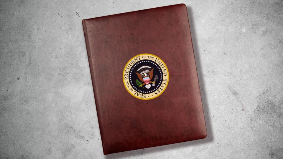 an artistic representation of a presidential notebook