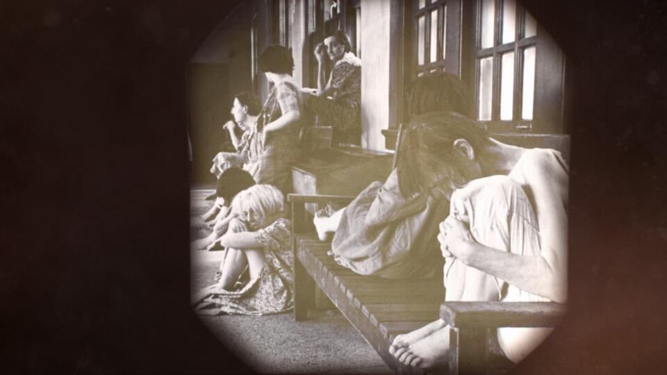 a photo of a patient at a mental health facility, with bad conditions
