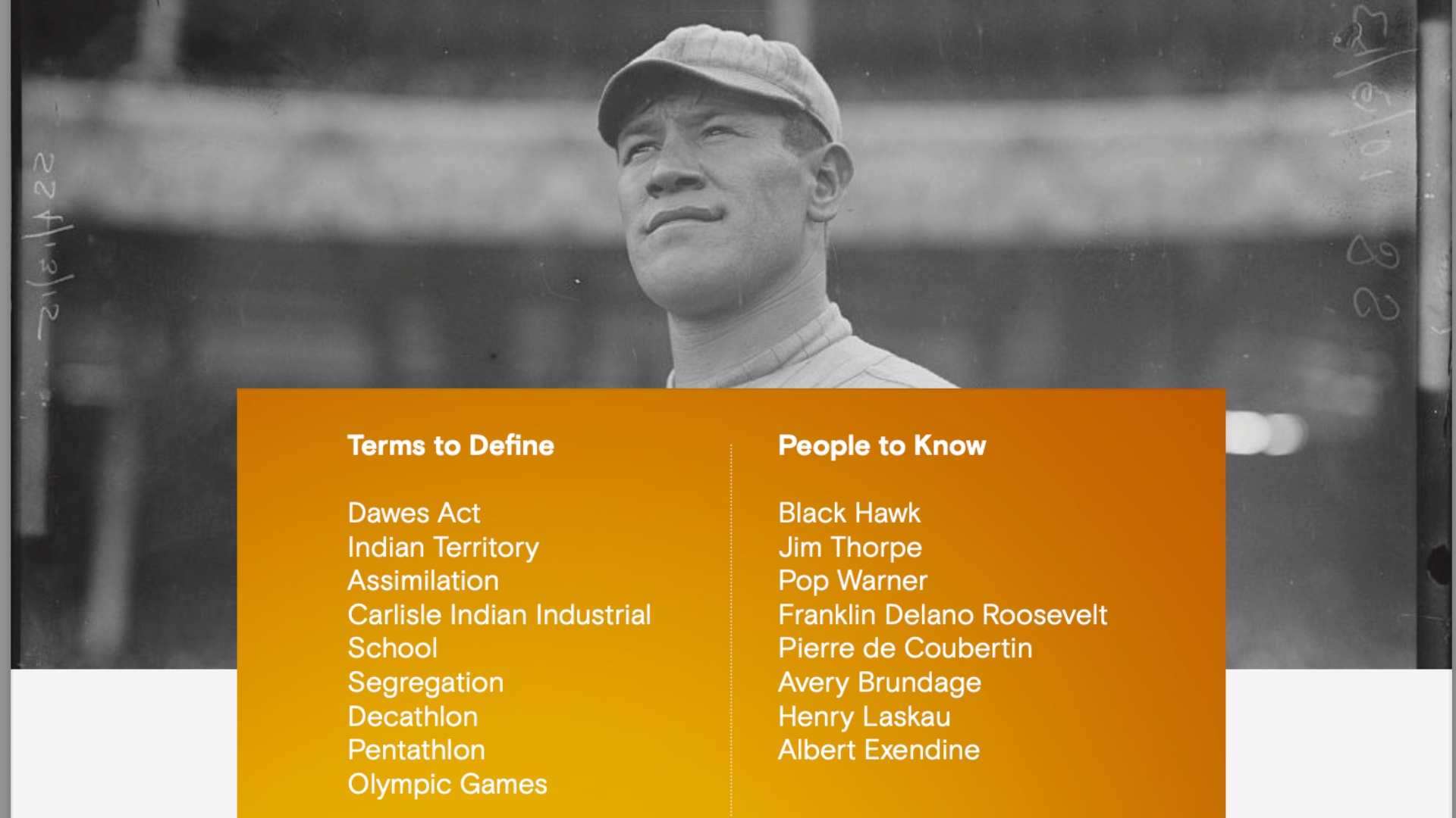 Jim Thorpe: Lit By Lightning Education Guide