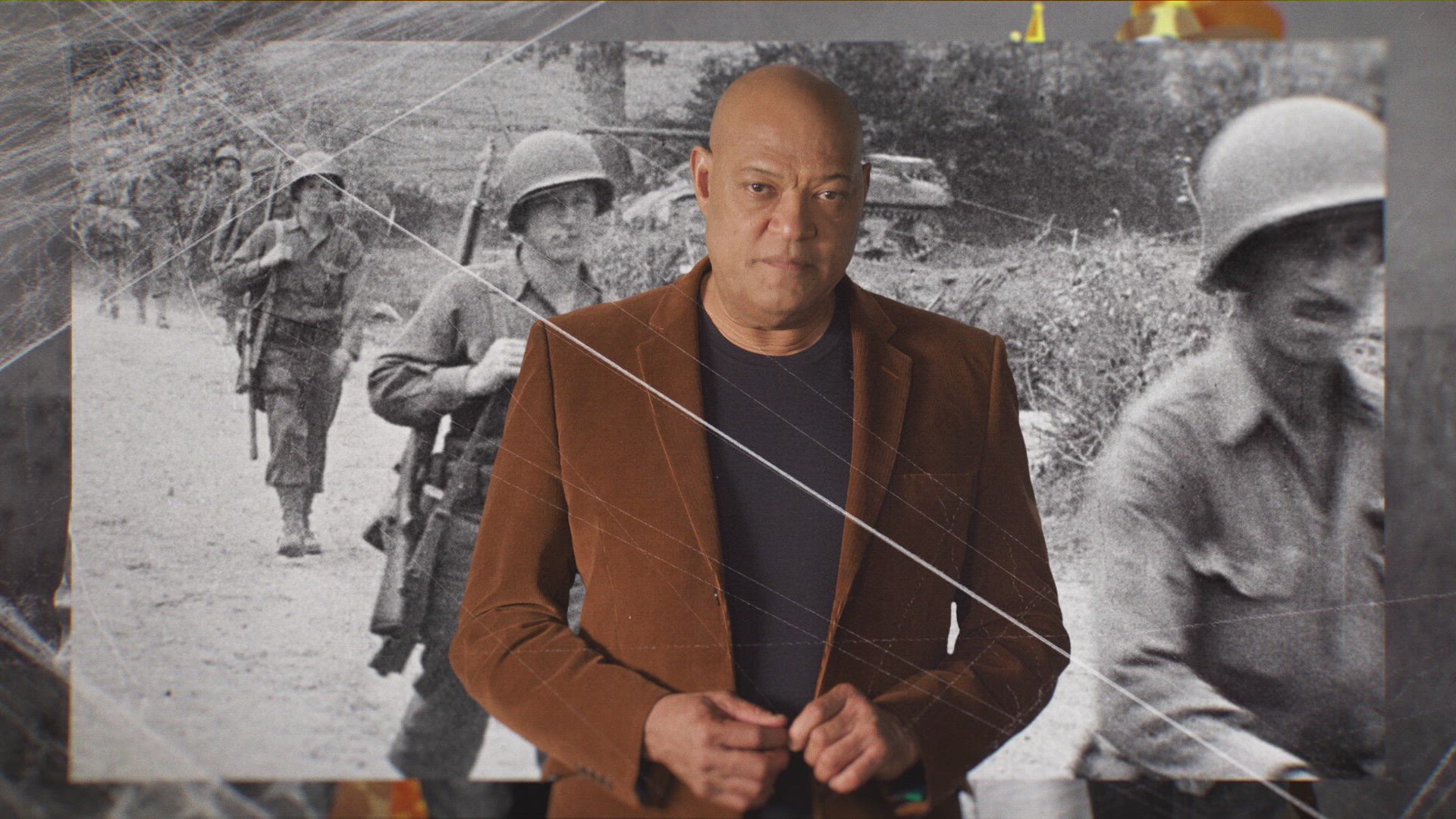 a photo of lawrence fishburne as he speaks about the history of trick or treating