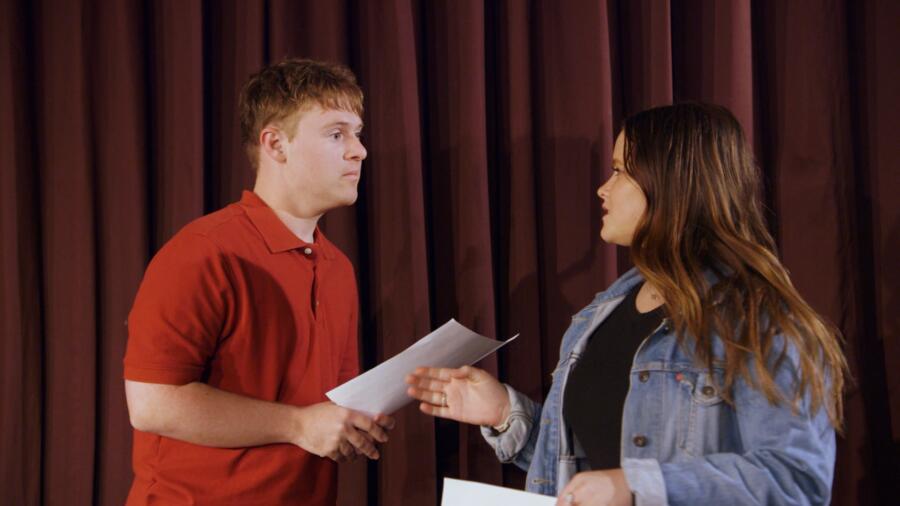 Steven acts with his classmate crush