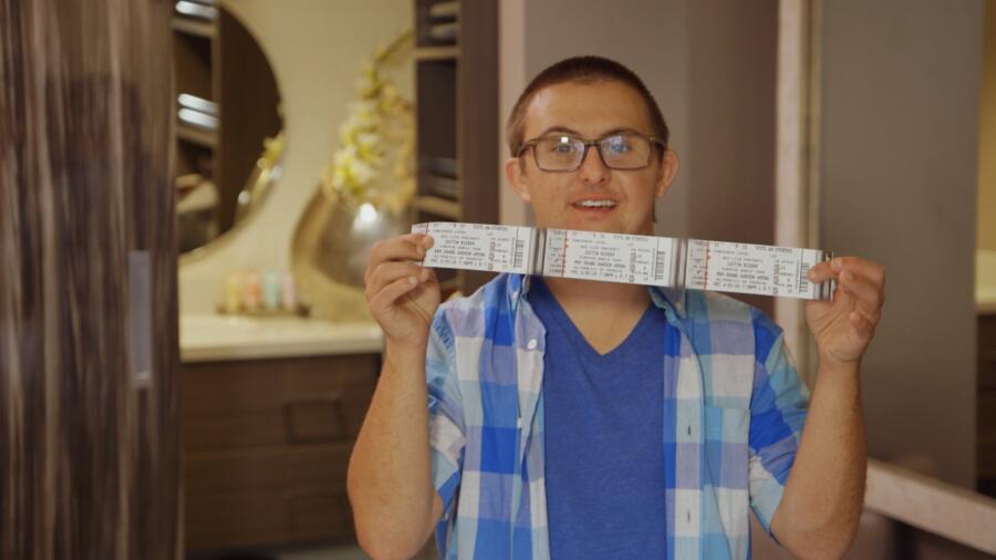 Sean flashes his tickets
