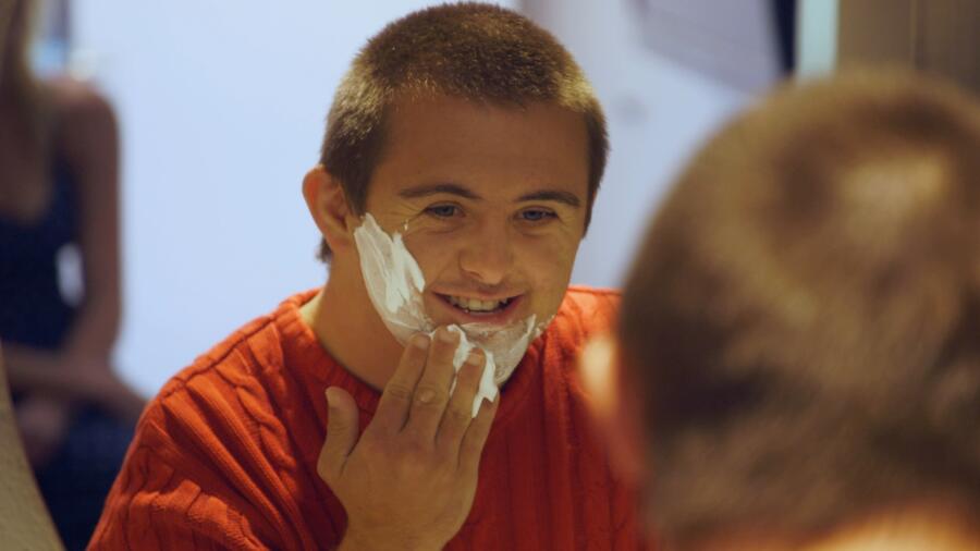 Sean gives himself a clean shave