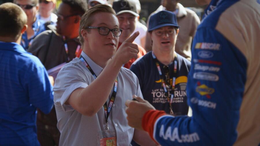 Cole talks to Joey Logano 