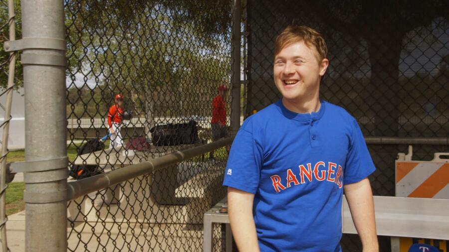 Steven awaits his turn to bat