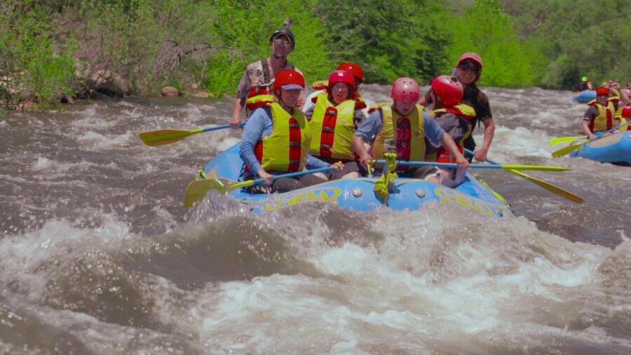 The gang braves the rapids