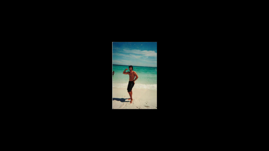 Young Jep Robertson flexes on the beach