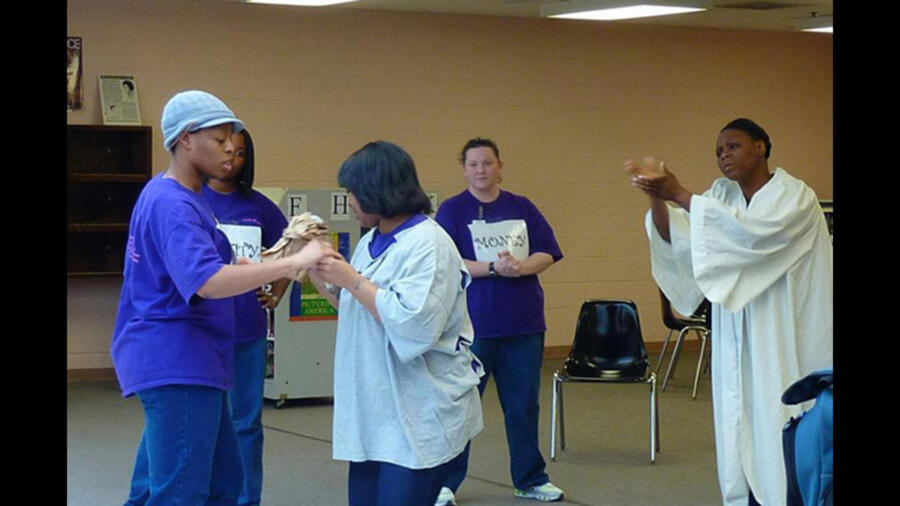 Inmates perform a skit