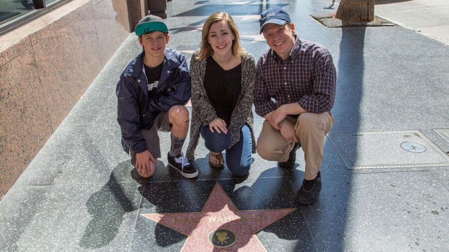 Paul and family on the Hollywood Walk of Fame.
