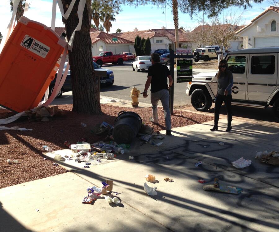 The skate punks vandalize Scott's flip right before the Open House.