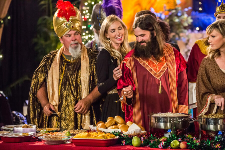 Godwin, Jessica, Jep get ready to eat after the Nativity play