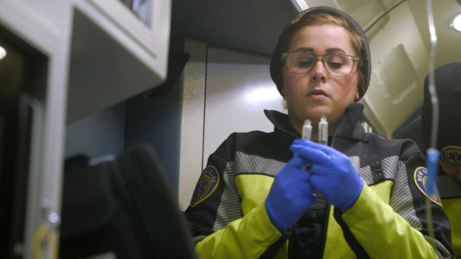 Holly in the ambulance