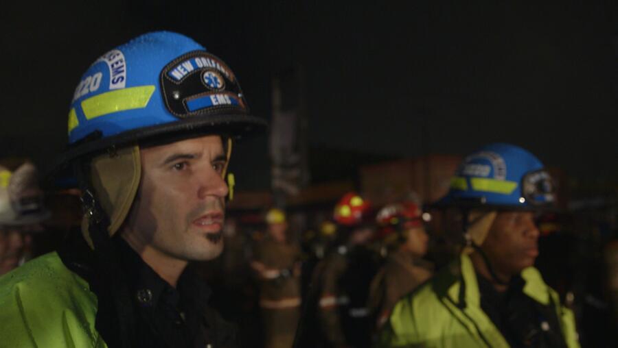 Dan and Titus watch a fire