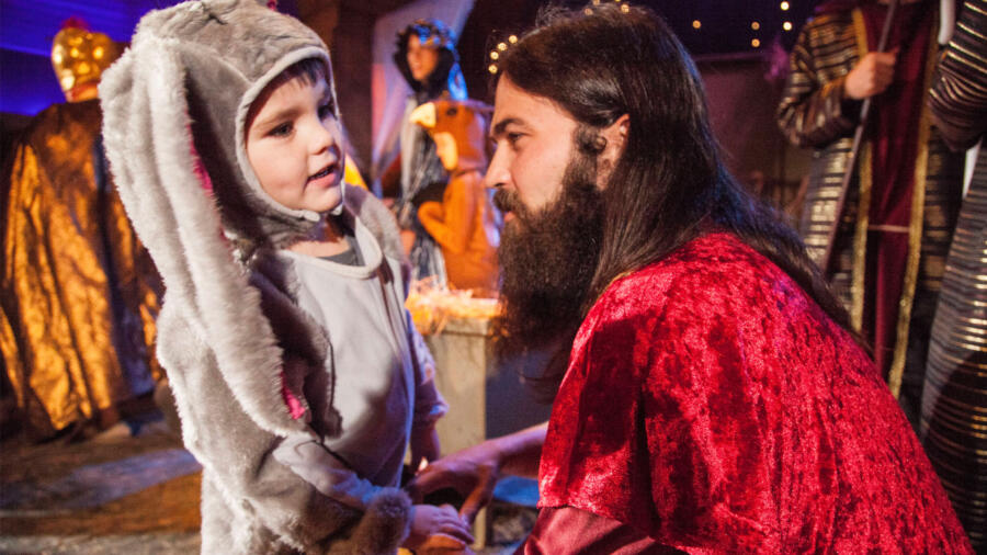 Jep has a special father-son moment with River after the performance.