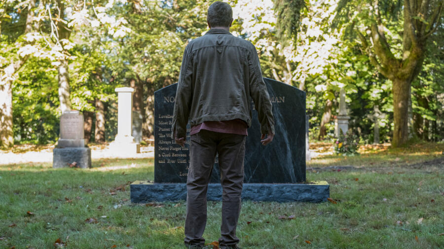 Caleb realizes that Norma really is dead.