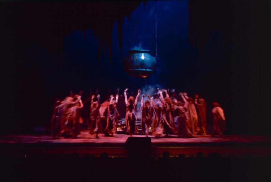 circa 1983: The witches' cauldron scene from Verdi's opera 'Macbeth' at the Metropolitan Opera, New York. (Photo by Ernst Haas/Ernst Haas/Getty Images)