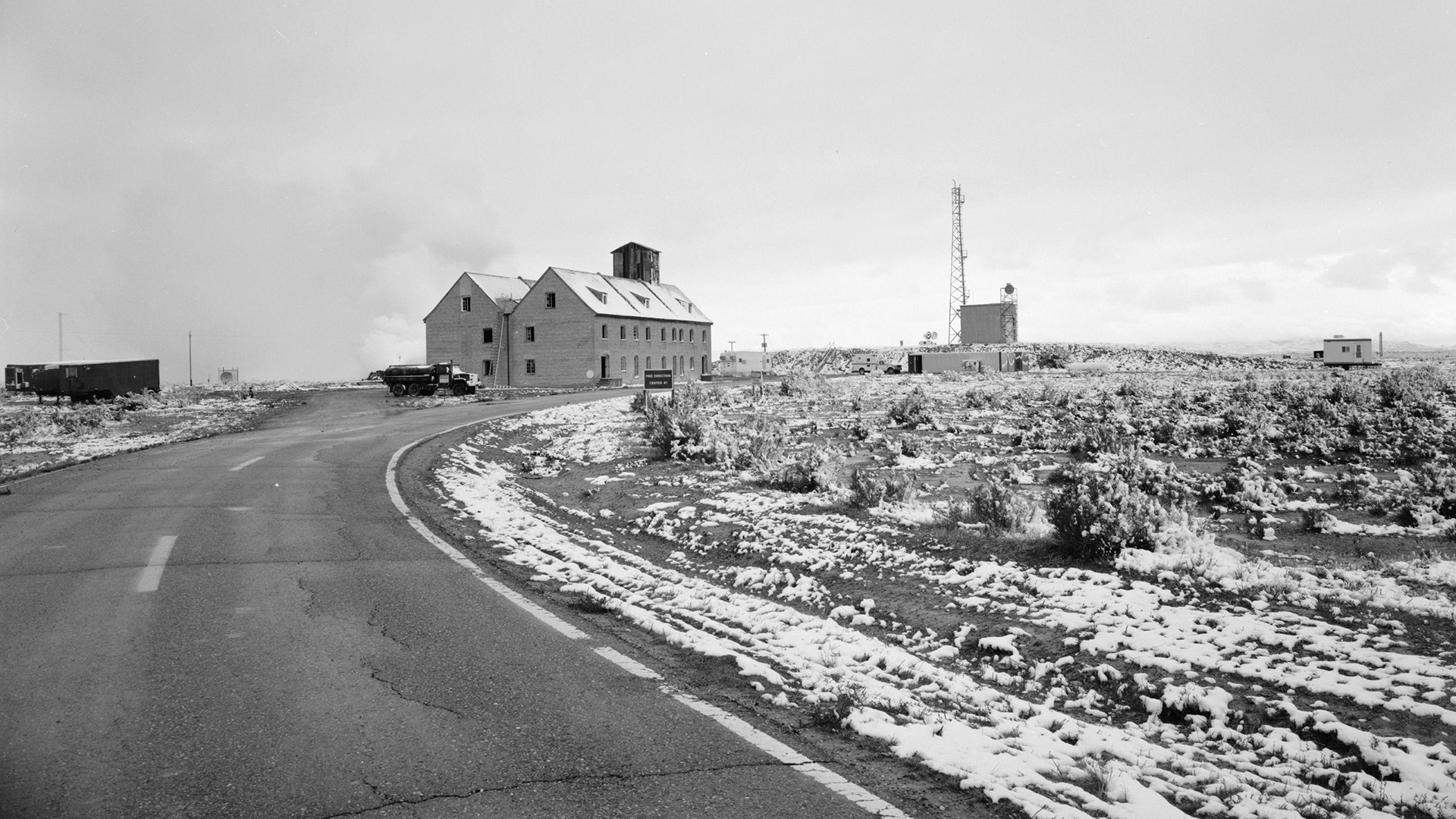 A view of the German village at the Dugway Proving Ground in Utah, built during World War II for testing firebombing tactics.