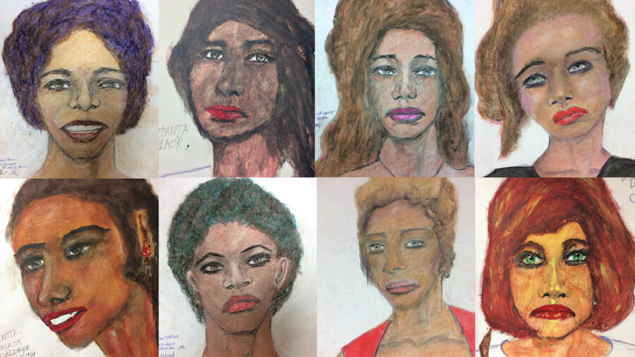 Drawings by serial killer Samuel Little of some of his unidentified victims