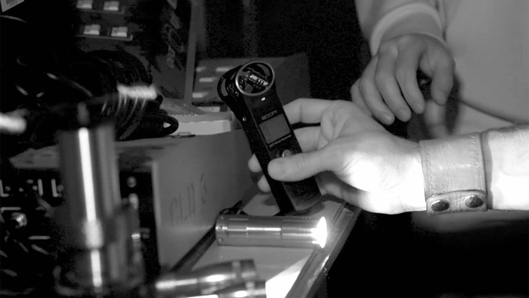 A digital audio recorder in use during a ghost hunt