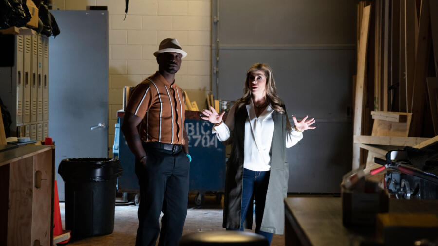 Kim Russo and Taye Diggs investigate a theater
