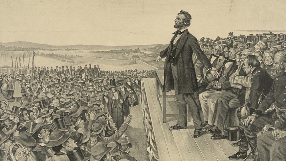 Lincoln giving Gettysburg Address 