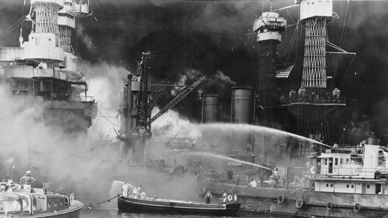 USS West Virginia and USS Tennessee Damaged in the Japanese