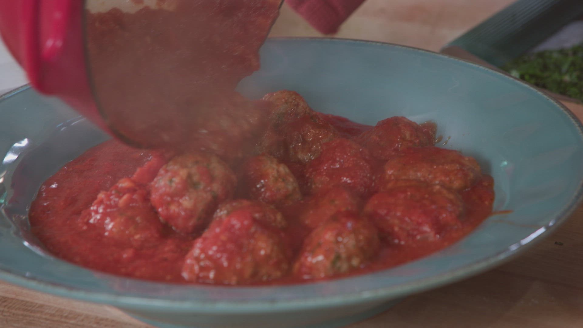 Greek Meatballs and Spaghetti With Feta Sauce