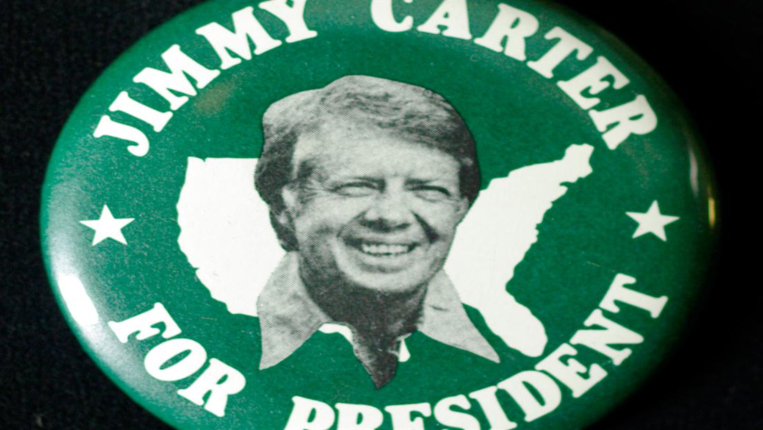 Jimmy Carter 1980 Re-Elect President Carter campaign button 