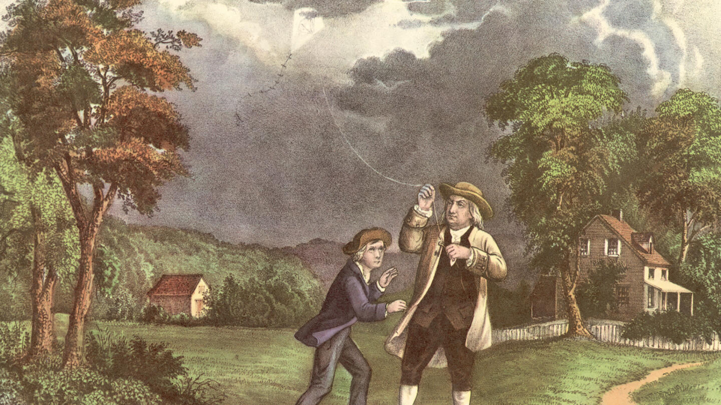 Benjamin Franklin Flies Kite During Thunderstorm - HISTORY
